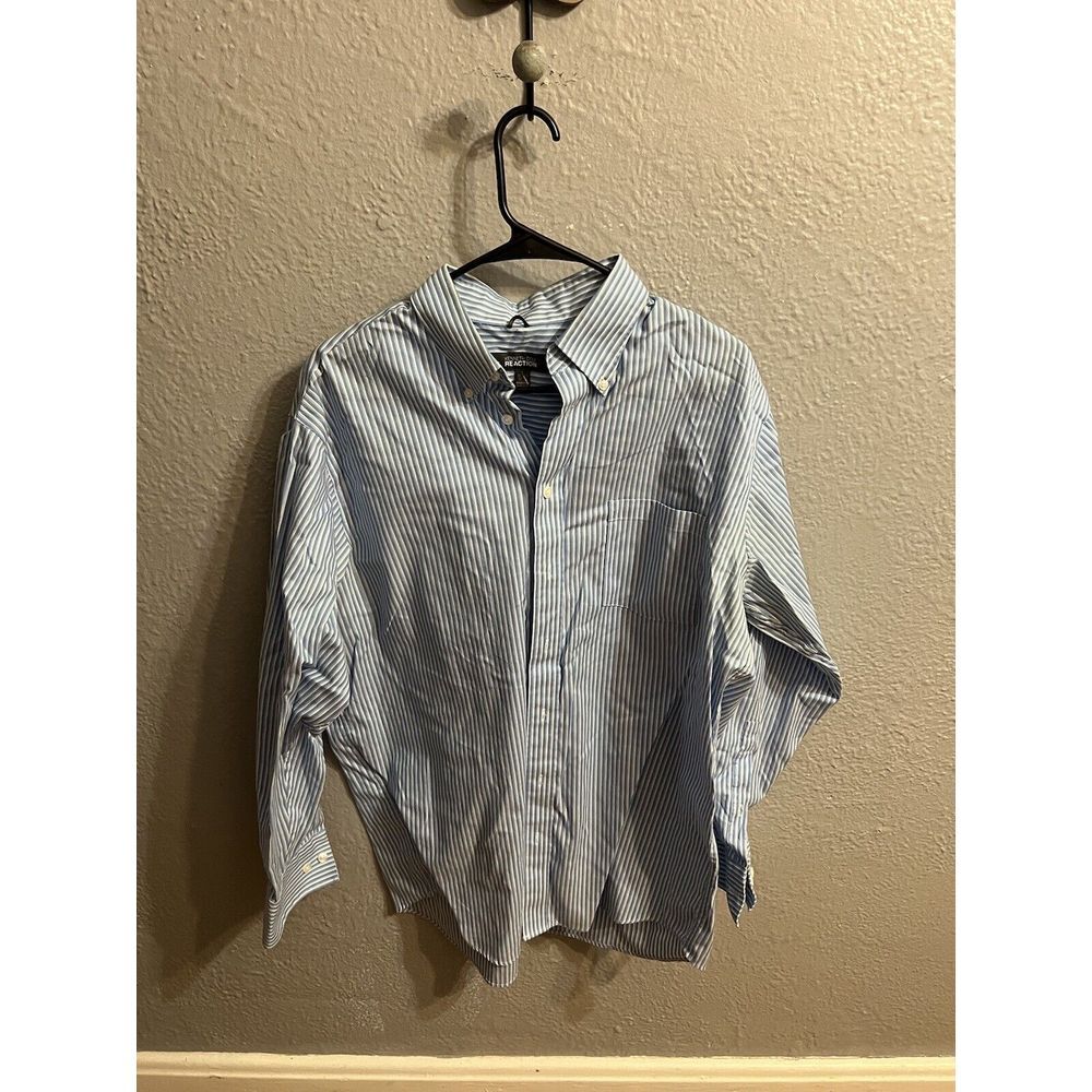 Kenneth Cole Reaction‎ Button Up Shirt Men's Large Blue White